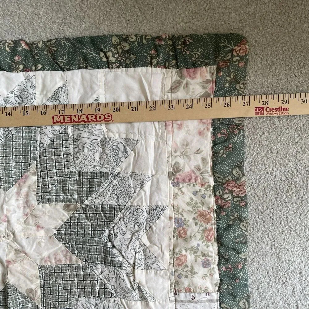 Vintage Quilted Pillow Shams Cases Cottagecore Rustic Boho Queen Size Set of 2